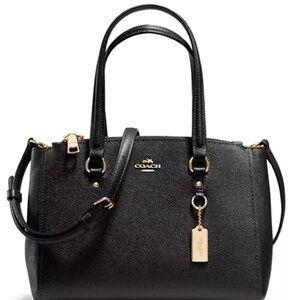 COACH STANTON 26 CARRYALL BLACK LEATHER CROSSBODY TOTE Excellent Condition